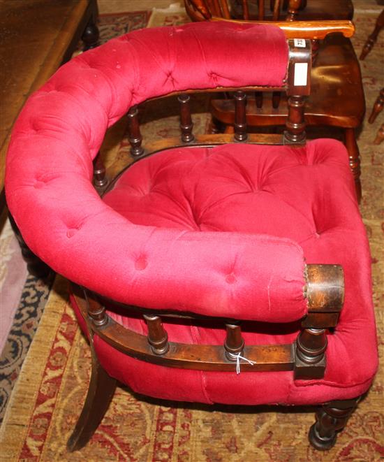 Victorian red upholstered tub chair